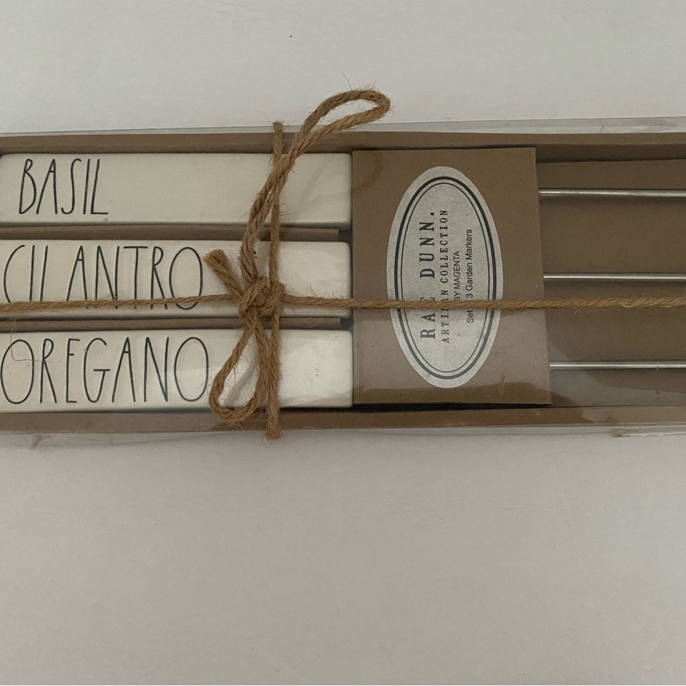 RAE DUNN Set of 3 Garden Markers Herbs ceramic NEW in Box